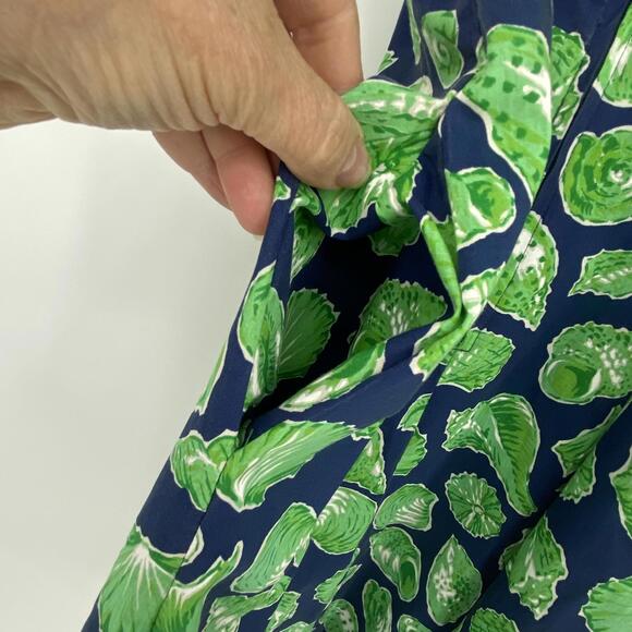 Vintage Clubhouse by Ceeb Navy Blue & Green Shell Print Sun Beach Dress - Picture 6 of 13